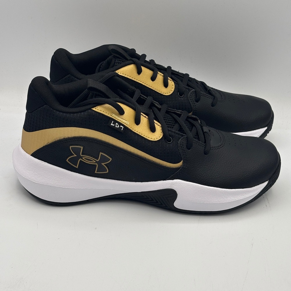 Under Armour UA Lockdown 7 Shoes Mens 11.5 Black Gold Basketball 3028512-001